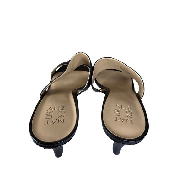 NEW Naturalizer Tibby Black Leather Heeled Slide Sandals Women’s Size 12 - Picture 7 of 10